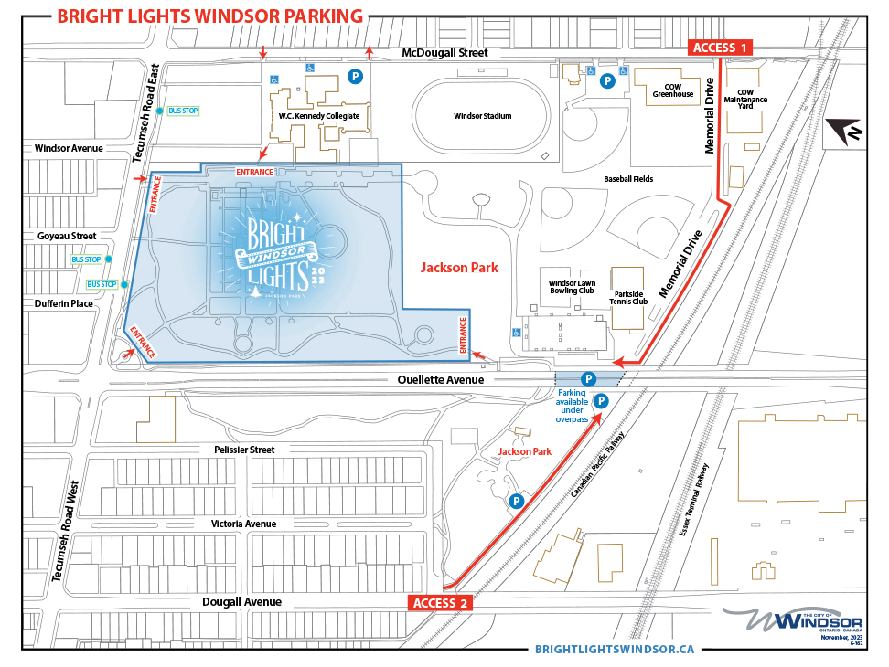 Bright Lights Windsor Parking Map