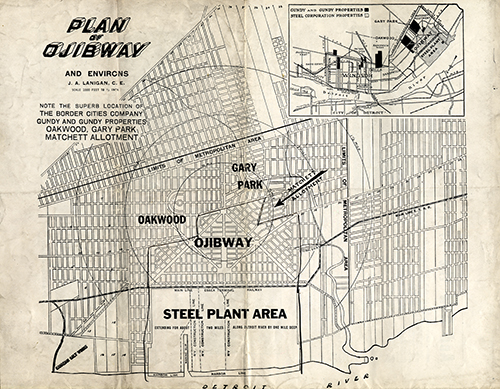 Proposed plan for Ojibway and area,1922.
