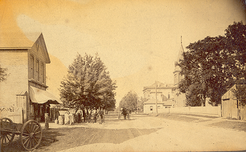 Streetview near the intersection of Sandwich and Brock Streets in Sandwich in 1885, the major interesection at that time