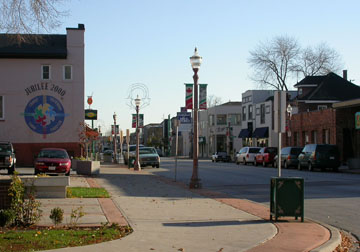 Erie Street shops viewed from Louis Avenue