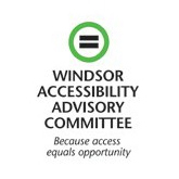 Windsor Accessibility Advisory Committee logo and words, Because access equals opportunity