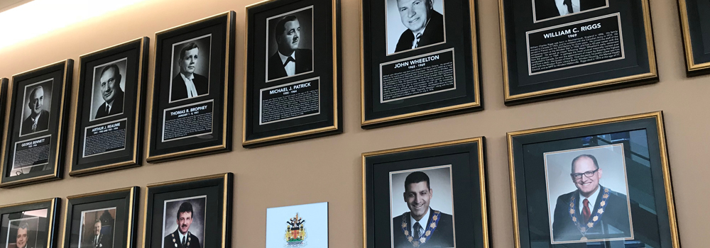 Windsor Mayors Portrait Project Display at Windsor City Hall