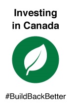 Investing in Canada logo and hashtag #BuildBackBetter