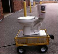 a mobile toilet on wheels
