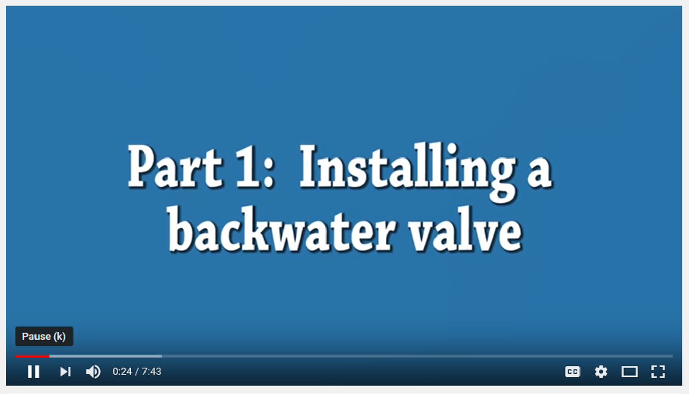 Installing a backwater valve video still