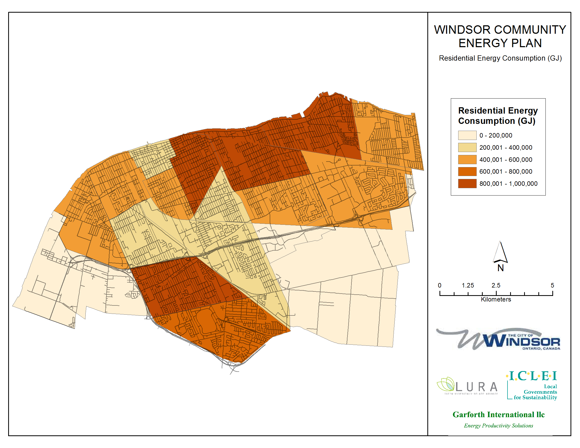 Thumbnail map of residential energy consumption within the City of Windsor