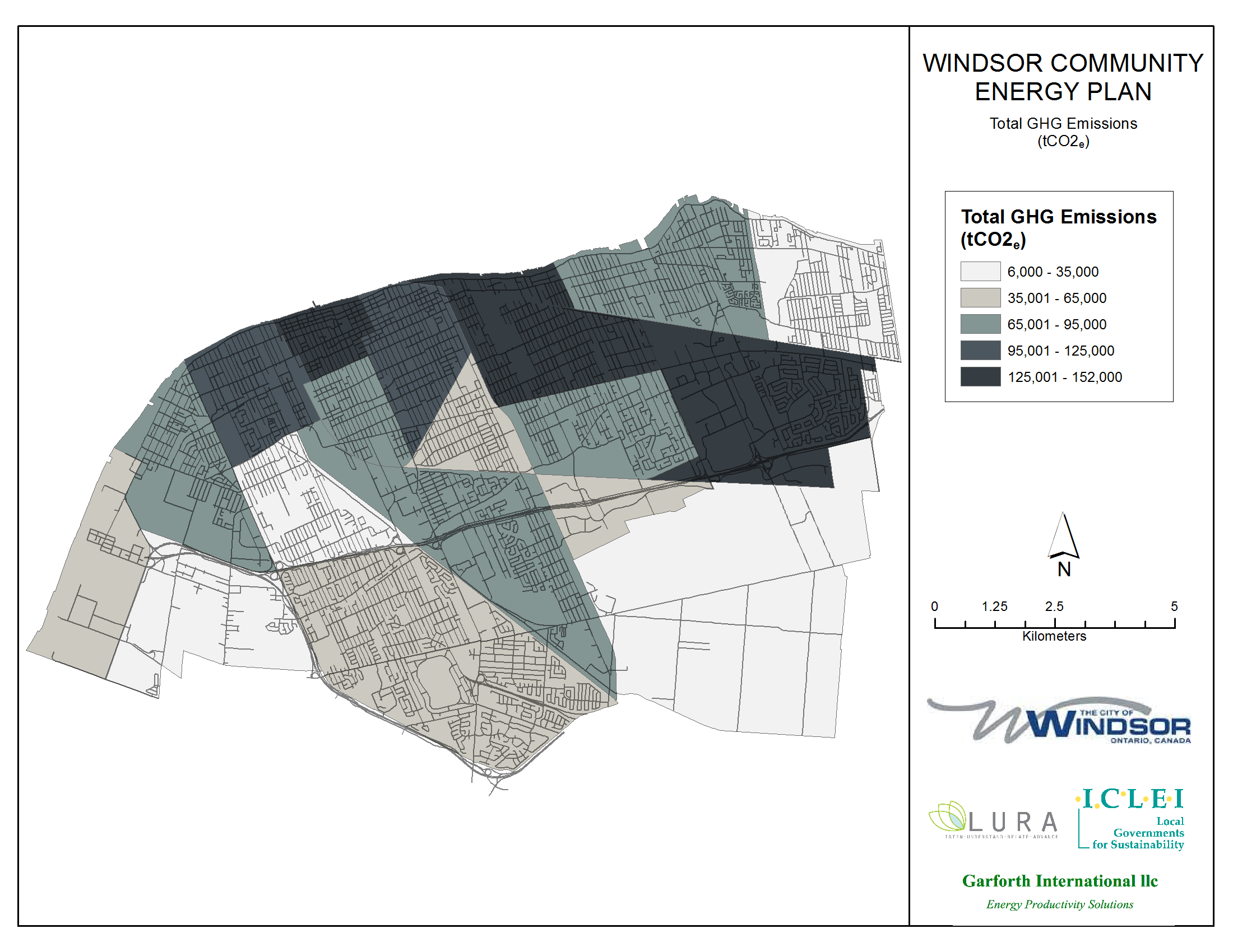 Thumbnail map of total greenhouse gas emissions within the City of Windsor