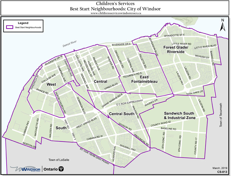 Map of Widnsor Best Start Neighbourhoods