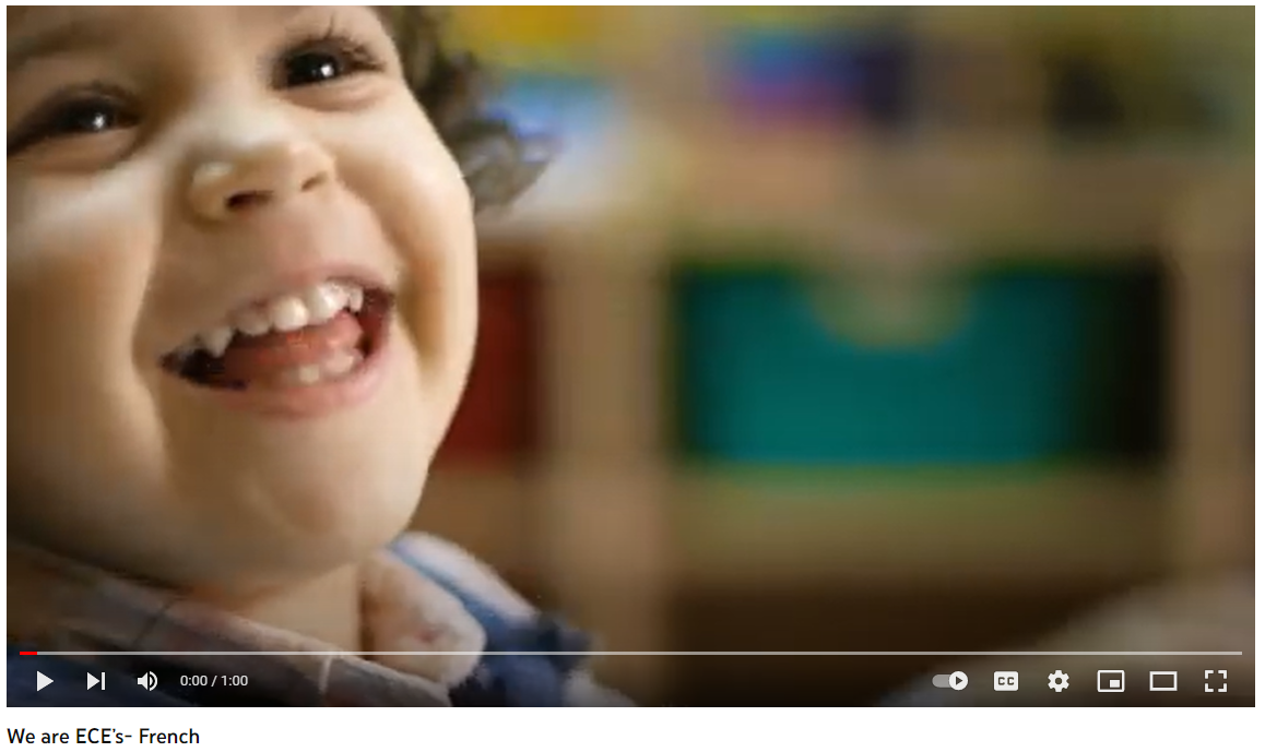 We are Early Childhood Educators video on YouTube, French