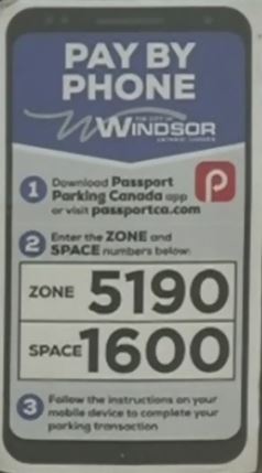 Passport Parking app meter sticker example