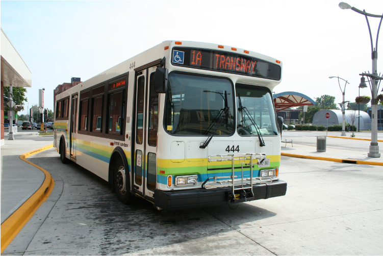 1 A bus at the downtown transit terminal