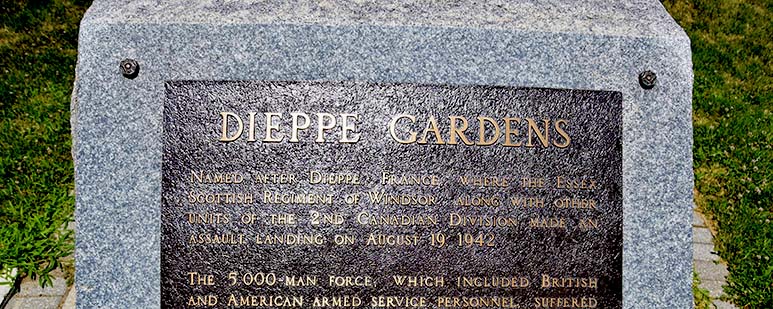 Dieppe Gardens Plaque
