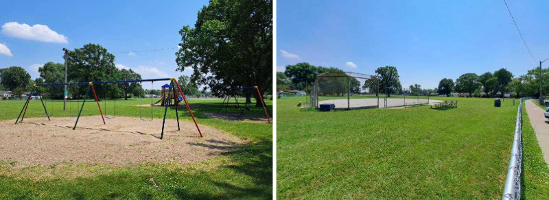 Swings and baseball diamond