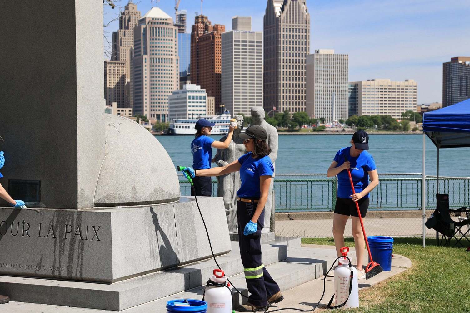 International Trails Day Statue Cleaning