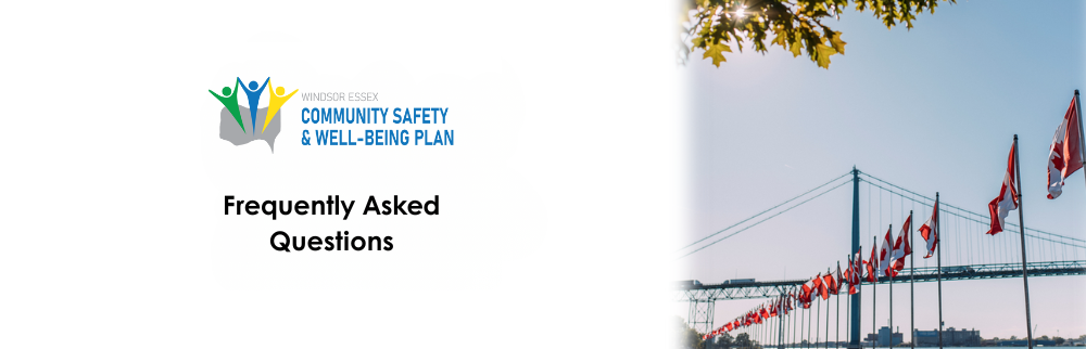 Frequently Asked Questions banner with an image of the Ambassador Bridge and Canadian flags