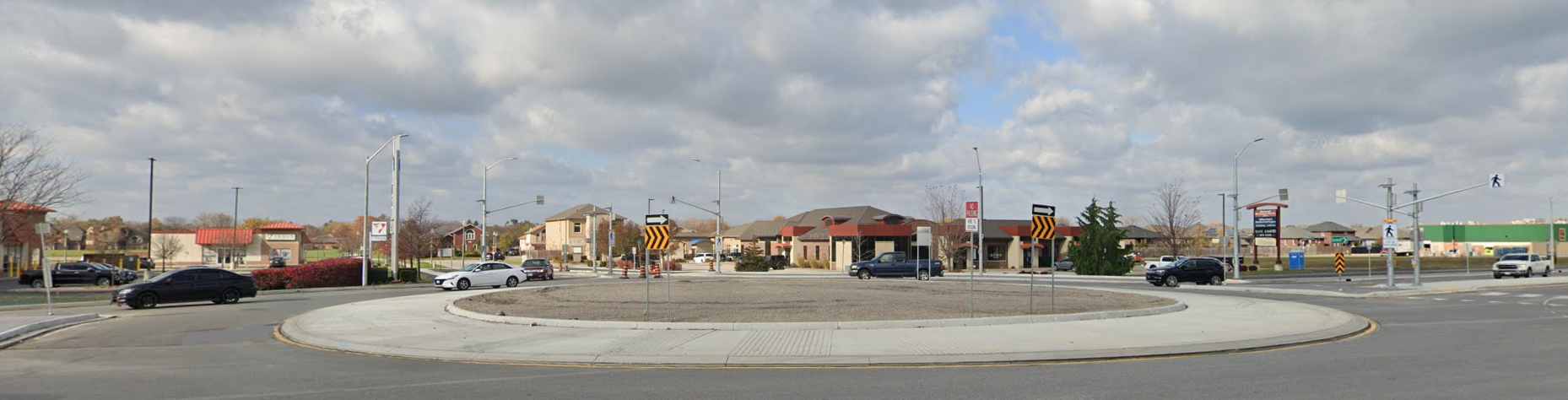 Cars driving through a roundabout